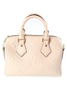 Louis Vuitton Monogram Empreinte Speedy Bandouliere 20 Cream Leather Handbag